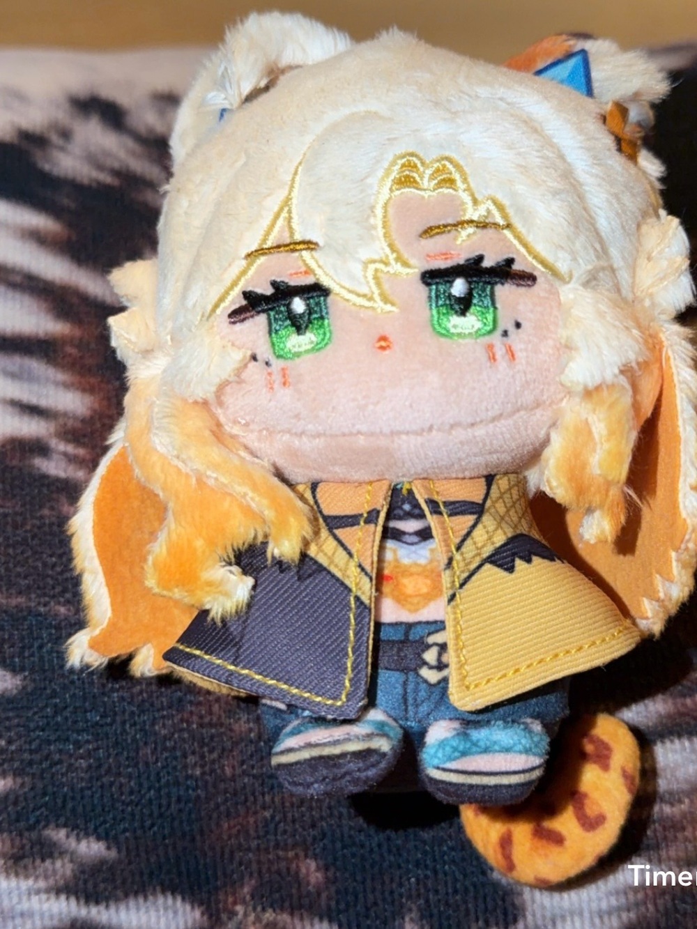 Anime style Plush Character Doll with Green Eyes and Blonde-Orange Hair